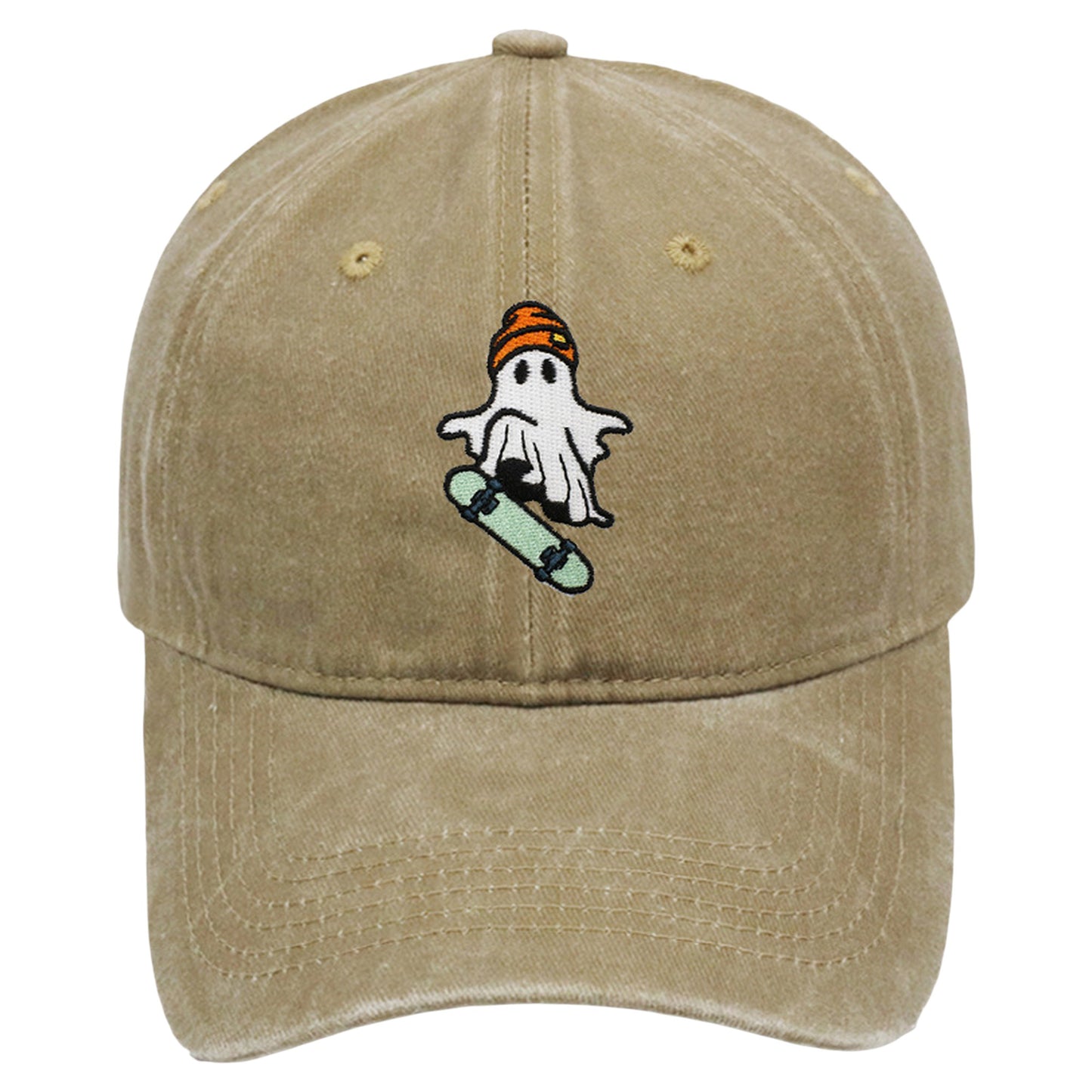 Anna-Kaci Women's Vintage Washed Baseball Cap with Skateboarding Ghost Embroidery
