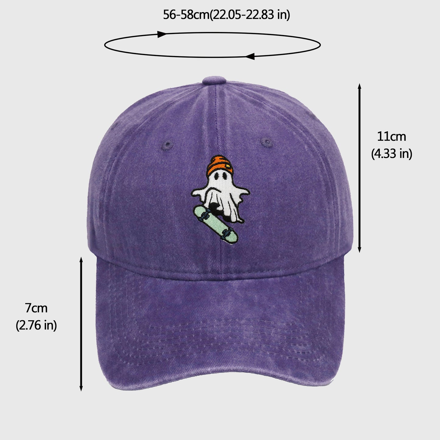 Anna-Kaci Women's Vintage Washed Baseball Cap with Skateboarding Ghost Embroidery