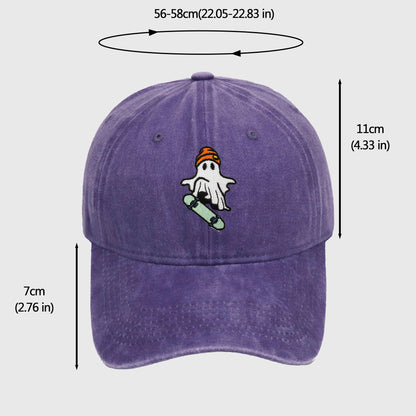 Anna-Kaci Women's Vintage Washed Baseball Cap with Skateboarding Ghost Embroidery