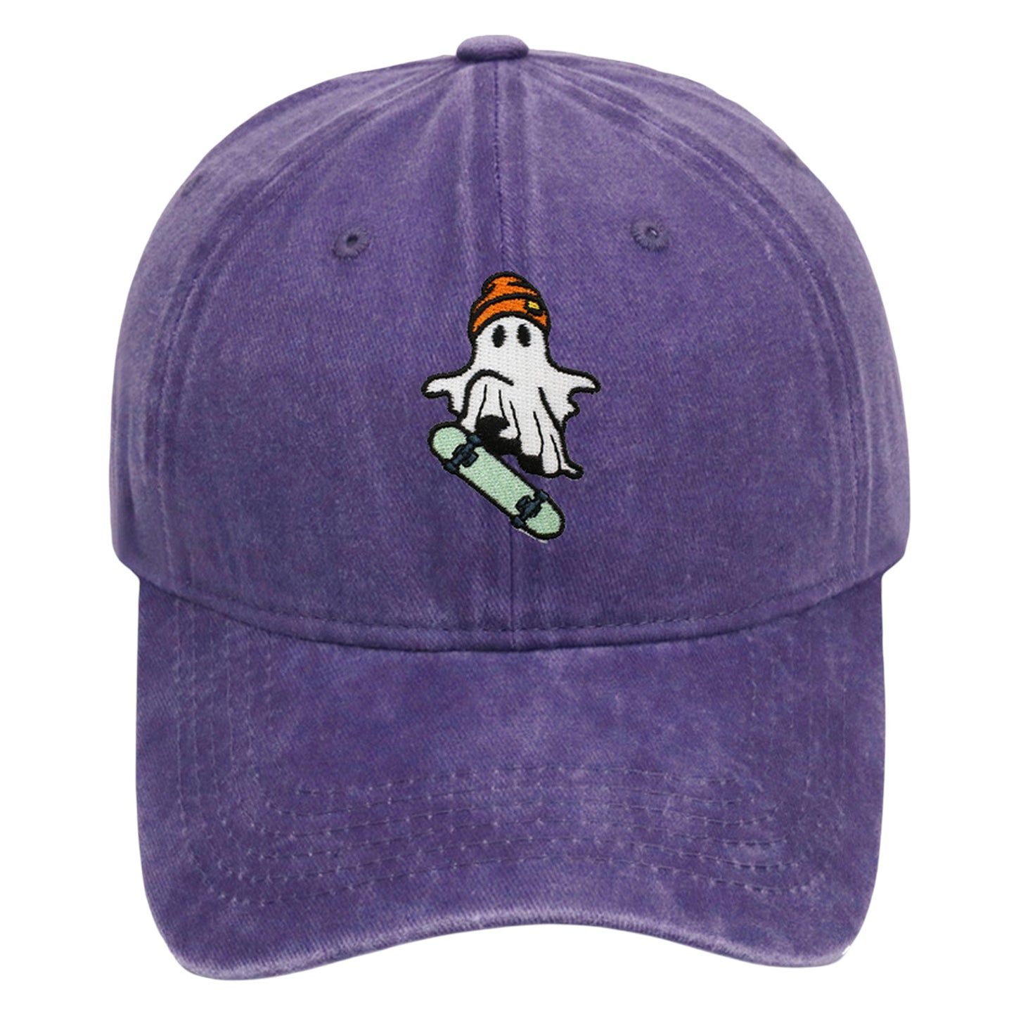 Anna-Kaci Women's Vintage Washed Baseball Cap with Skateboarding Ghost Embroidery