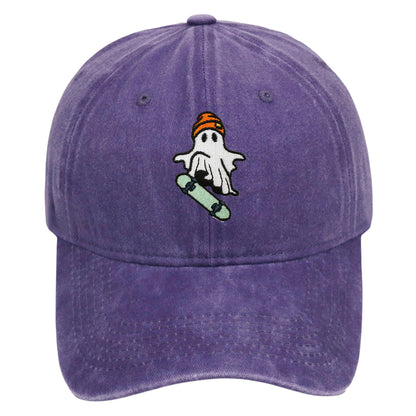 Anna-Kaci Women's Vintage Washed Baseball Cap with Skateboarding Ghost Embroidery