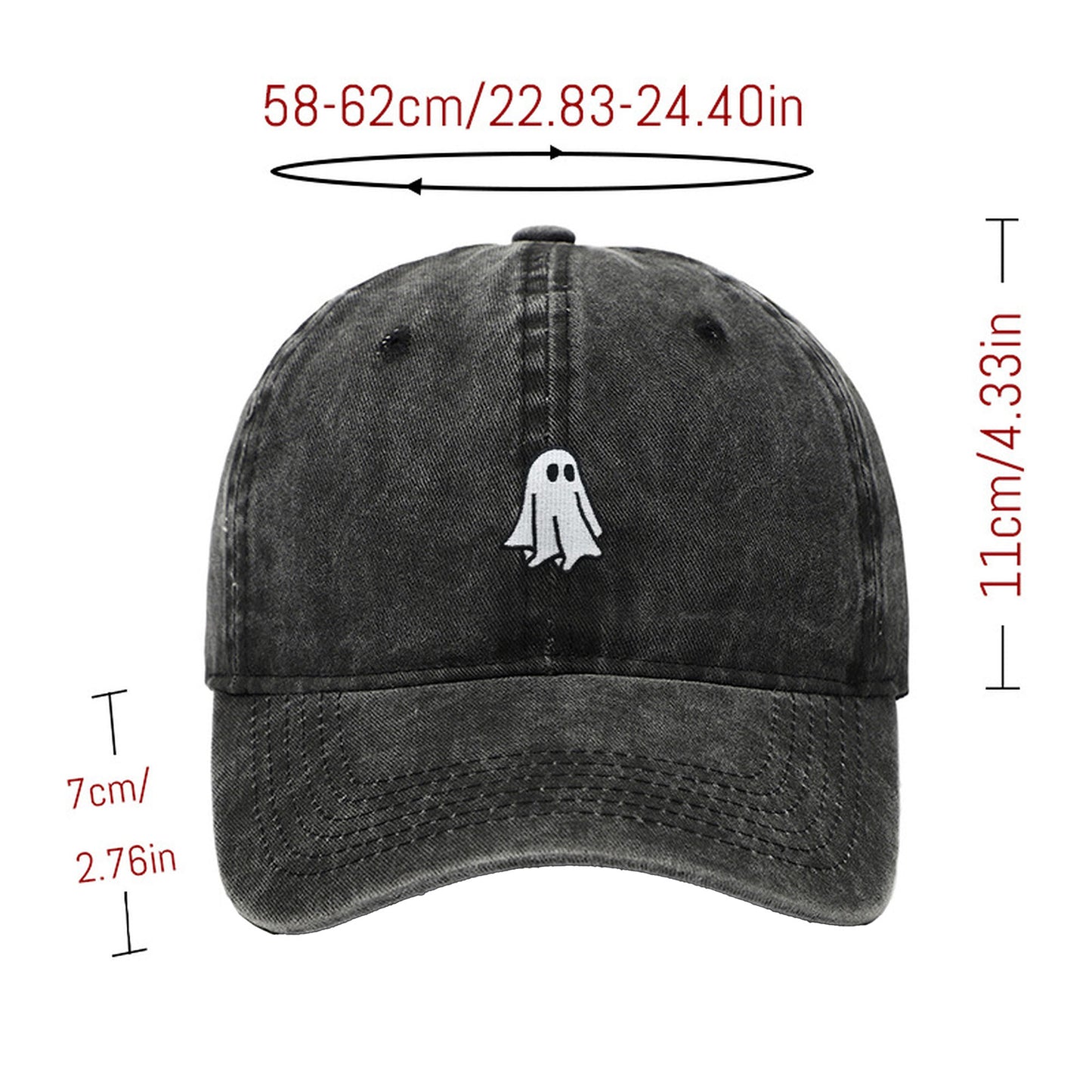 Anna-Kaci Women's Vintage Washed Baseball Cap with Ghost Embroidery