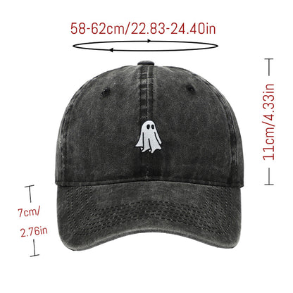 Anna-Kaci Women's Vintage Washed Baseball Cap with Ghost Embroidery