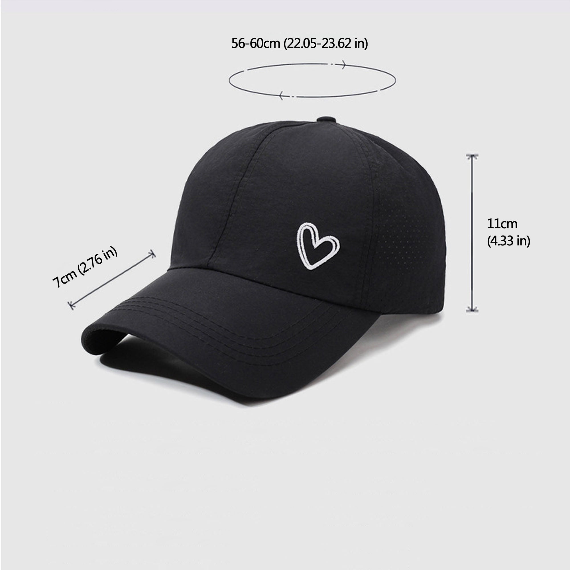 Anna-Kaci Women's Baseball Cap with Heart Embroidery - Breathable Criss - Cross Back Hat