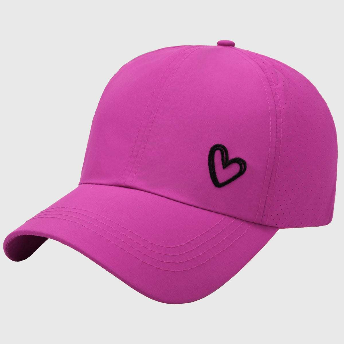 Women's Baseball Cap with Heart Embroidery - Breathable Criss - Cross Back Hat