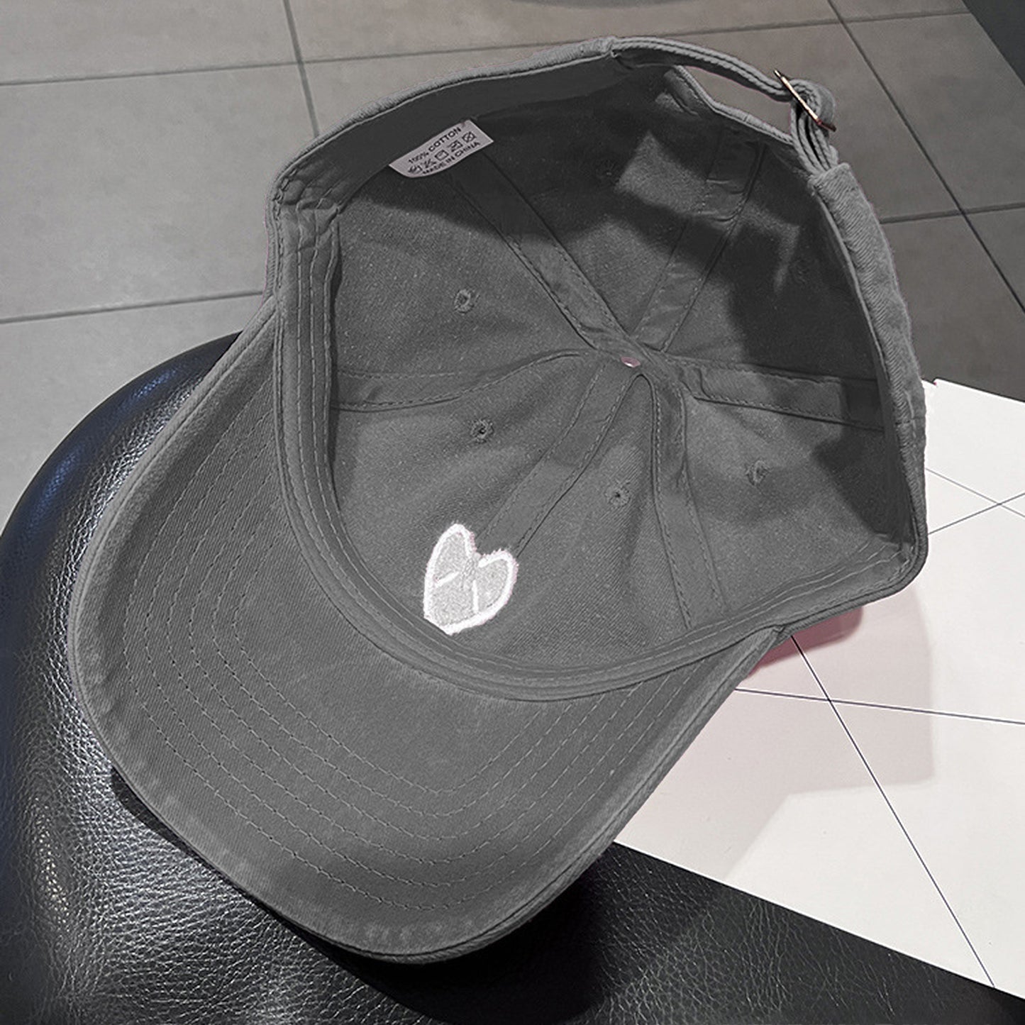 Anna-Kaci Women's Coral Vintage Washed Baseball Cap with Heart Embroidery