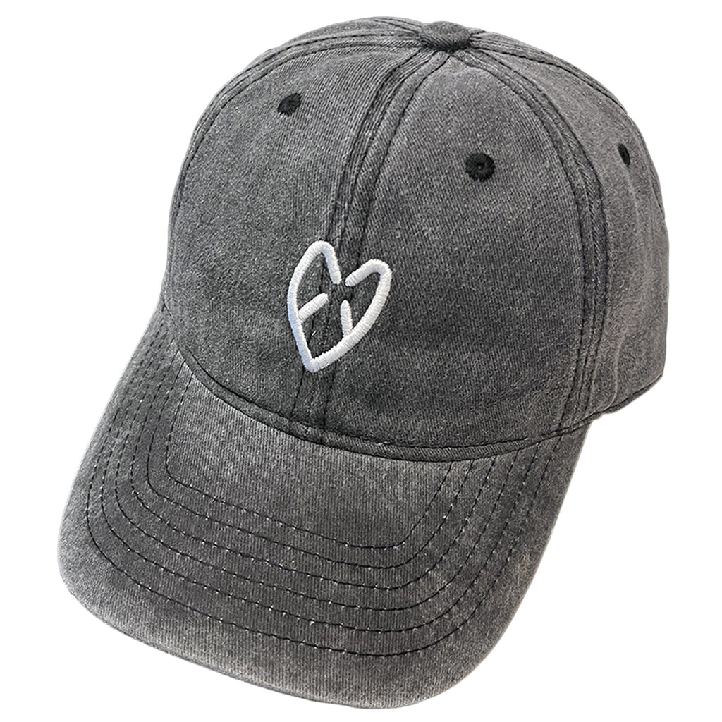 Anna-Kaci Women's Coral Vintage Washed Baseball Cap with Heart Embroidery