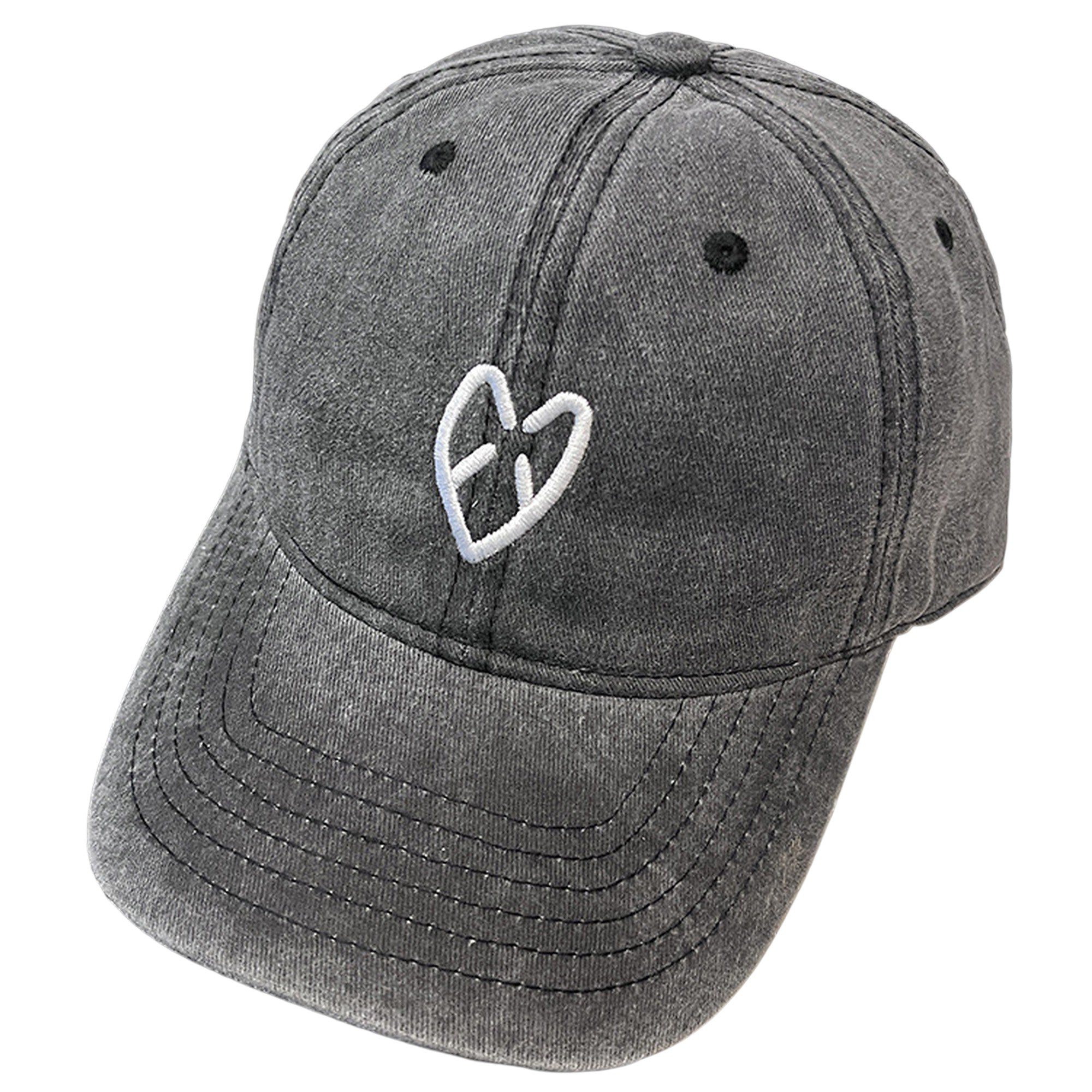 Anna-Kaci Women's Coral Vintage Washed Baseball Cap with Heart Embroidery