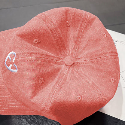 Anna-Kaci Women's Coral Vintage Washed Baseball Cap with Heart Embroidery