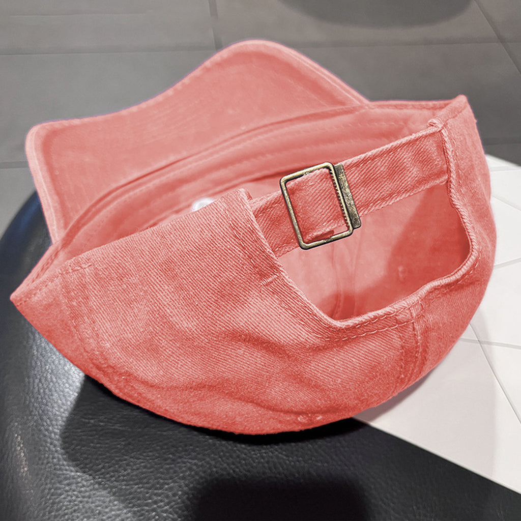 Anna-Kaci Women's Coral Vintage Washed Baseball Cap with Heart Embroidery