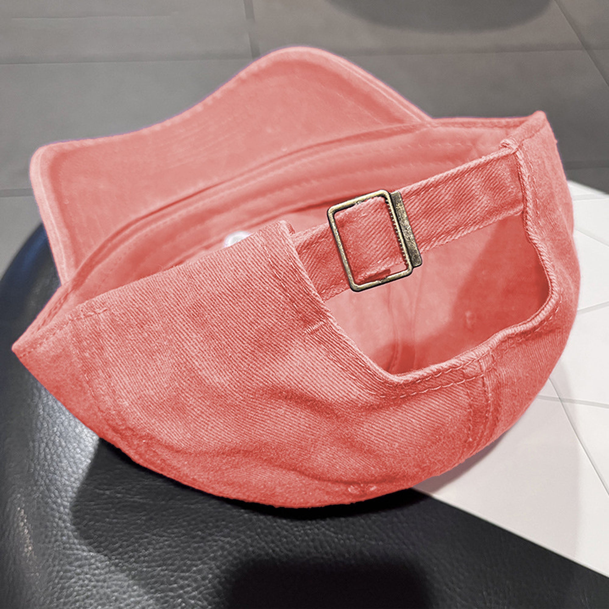 Anna-Kaci Women's Coral Vintage Washed Baseball Cap with Heart Embroidery