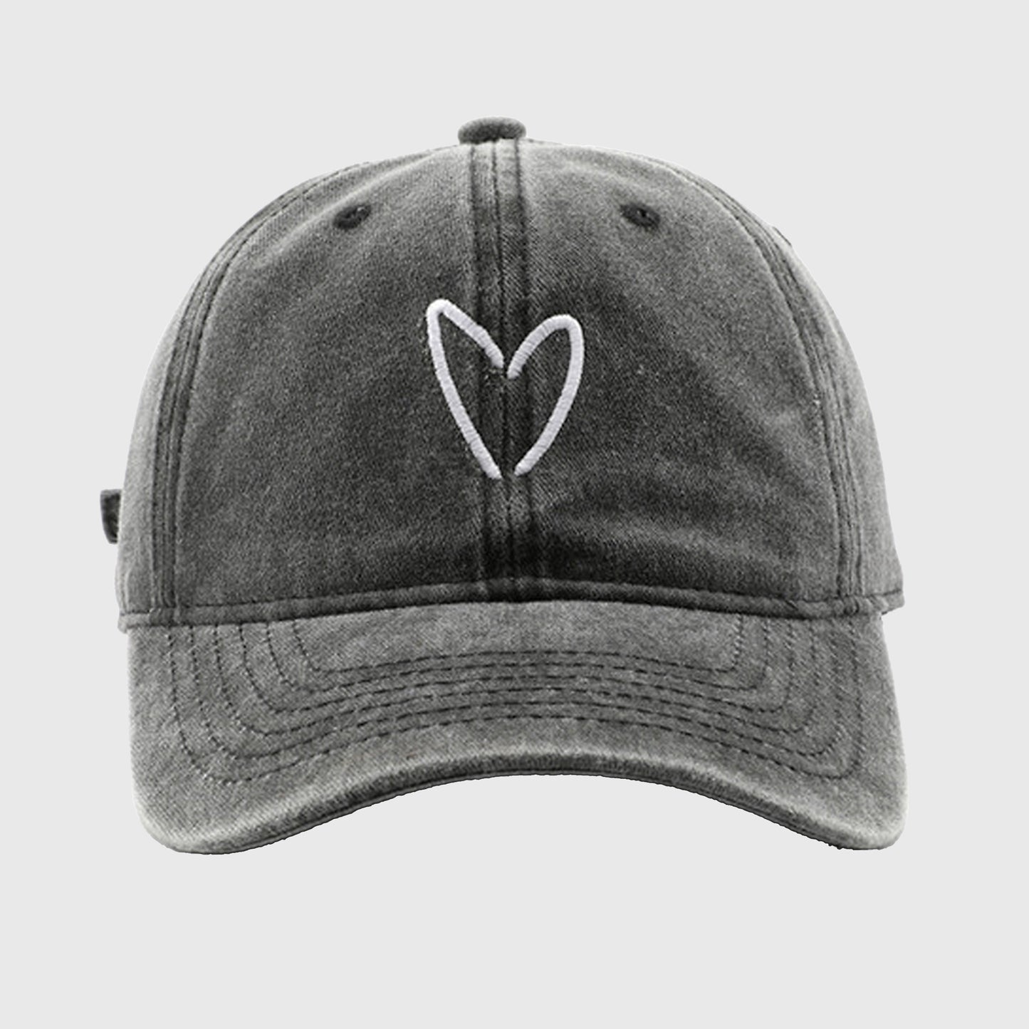 Anna-Kaci Women's Vintage Washed Baseball Cap with Heart Embroidery