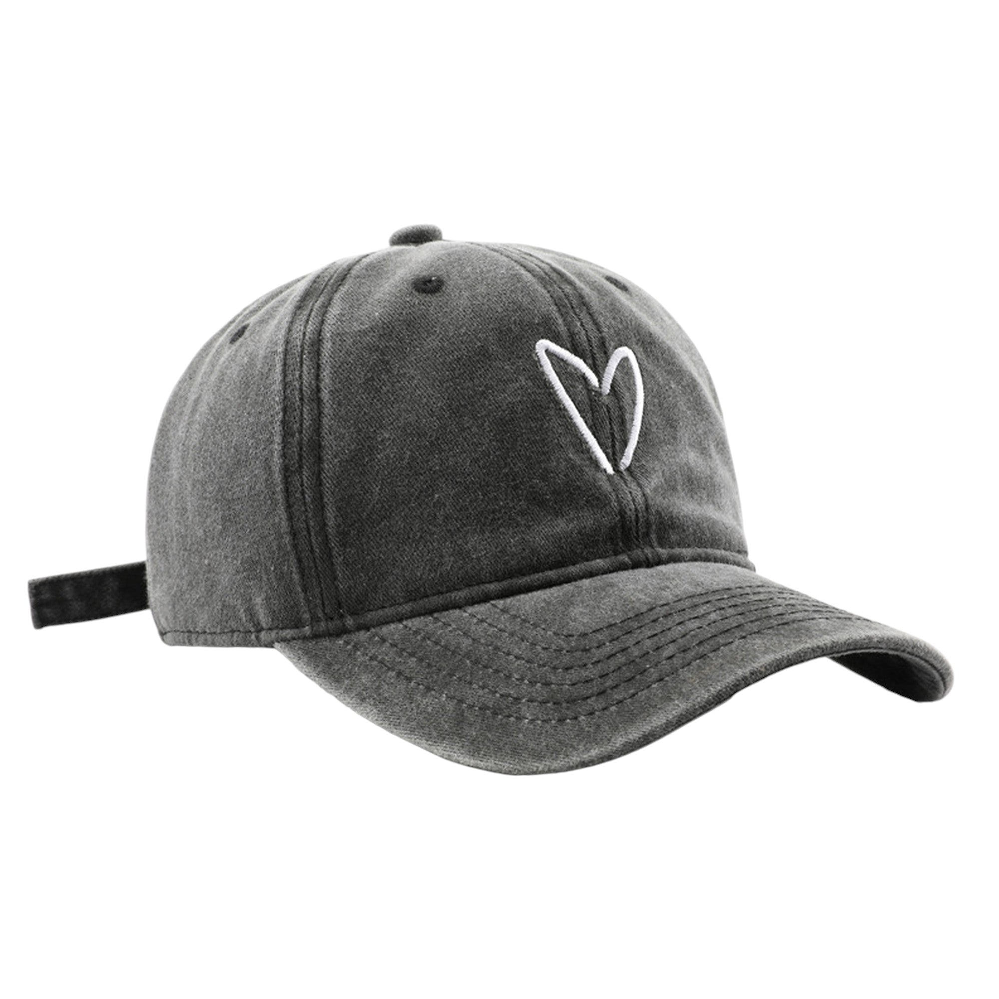 Anna-Kaci Women's Vintage Washed Baseball Cap with Heart Embroidery