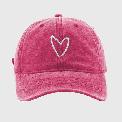 Anna-Kaci Women's Vintage Washed Baseball Cap with Heart Embroidery