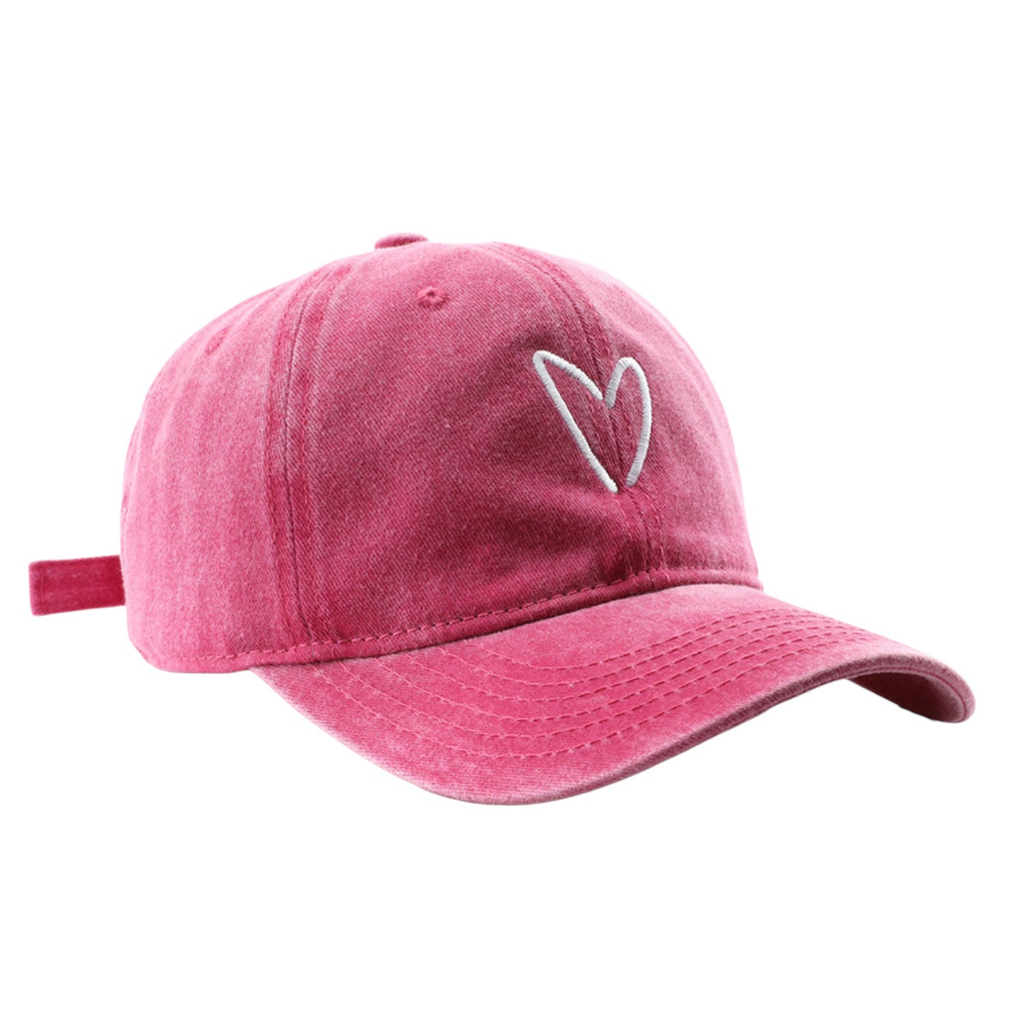 Anna-Kaci Women's Vintage Washed Baseball Cap with Heart Embroidery