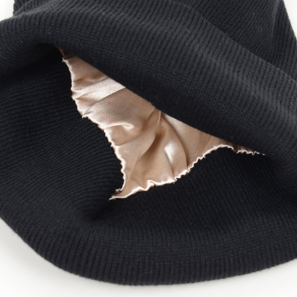 Anna-Kaci Women's Satin Lined Knit Beanie Hat with Folded Cuff for Hair Protection