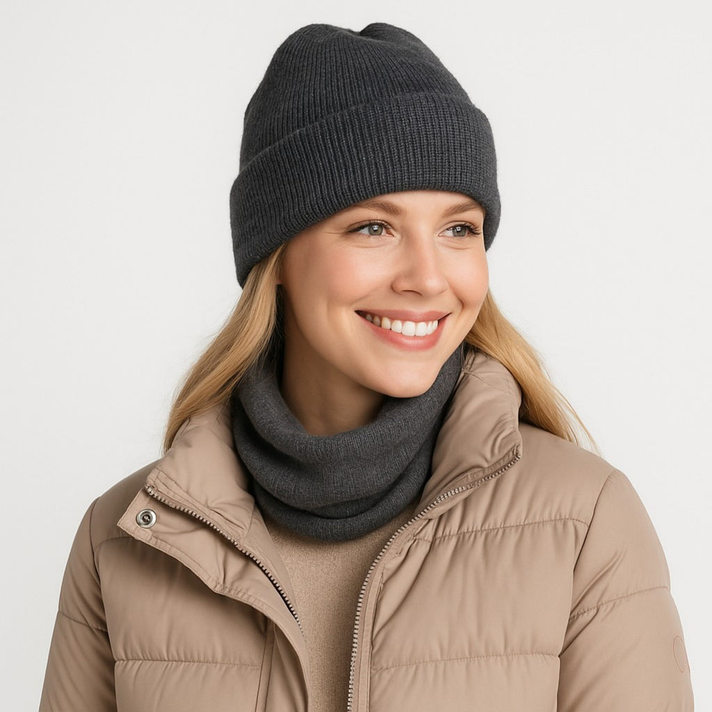 Anna-Kaci Women's Satin Lined Knit Beanie Hat with Folded Cuff for Hair Protection