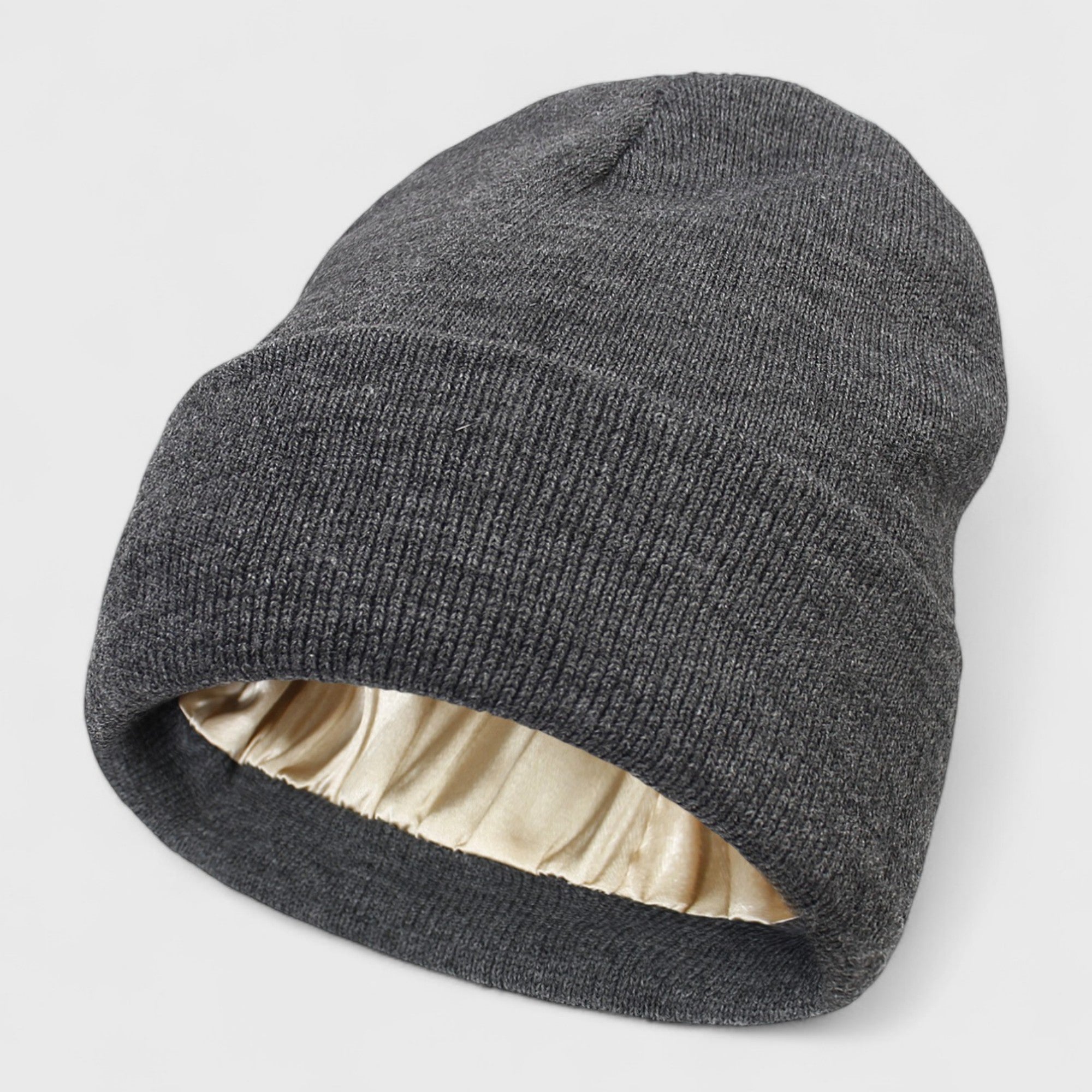 Anna-Kaci Women's Satin Lined Knit Beanie Hat with Folded Cuff for Hair Protection