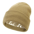 Anna-Kaci Women's Satin Lined Knit Beanie Hat with Folded Cuff for Hair Protection