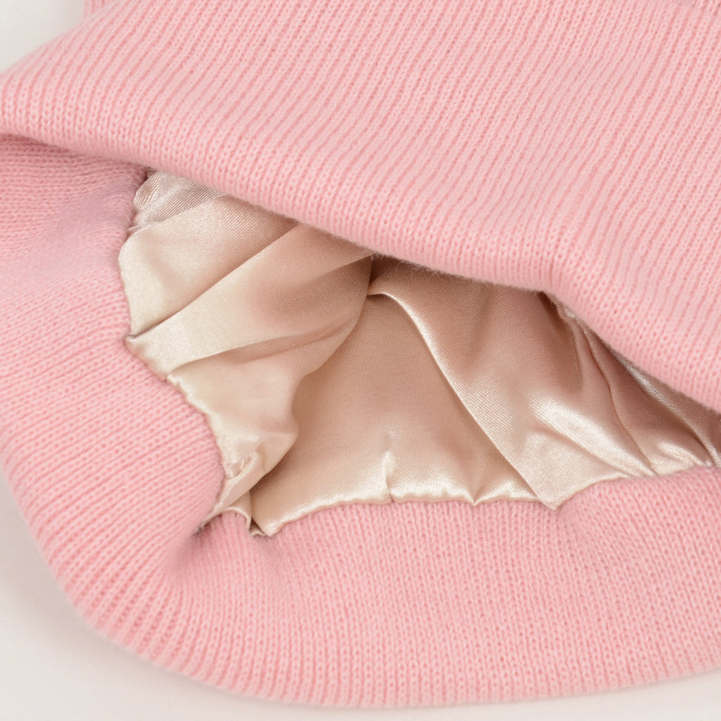 Anna-Kaci Women's Satin Lined Knit Beanie Hat with Folded Cuff for Hair Protection