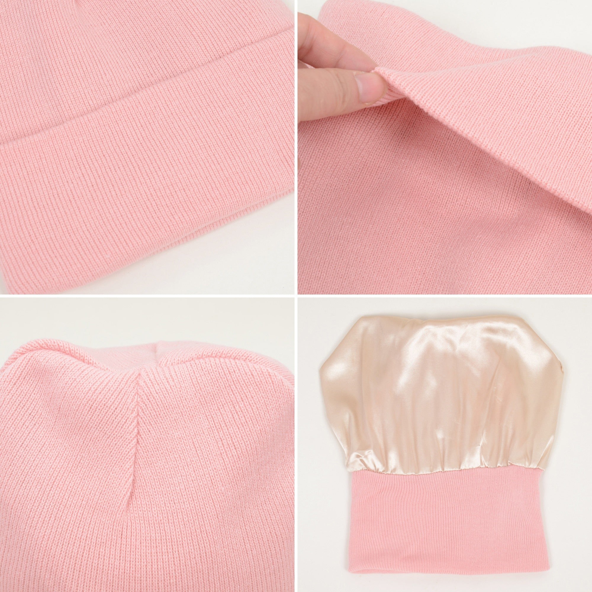 Anna-Kaci Women's Satin Lined Knit Beanie Hat with Folded Cuff for Hair Protection