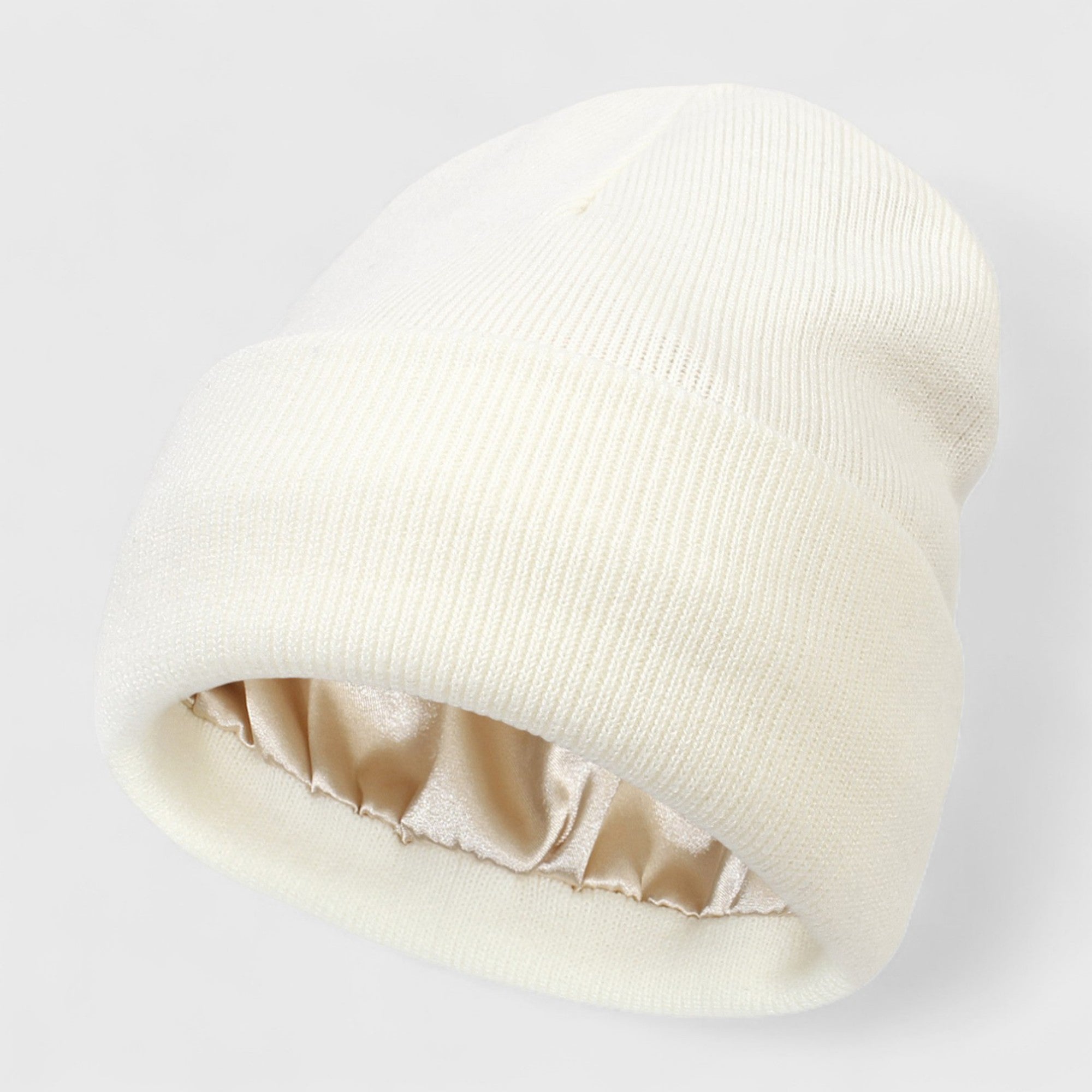 Anna-Kaci Women's Satin Lined Knit Beanie Hat with Folded Cuff for Hair Protection