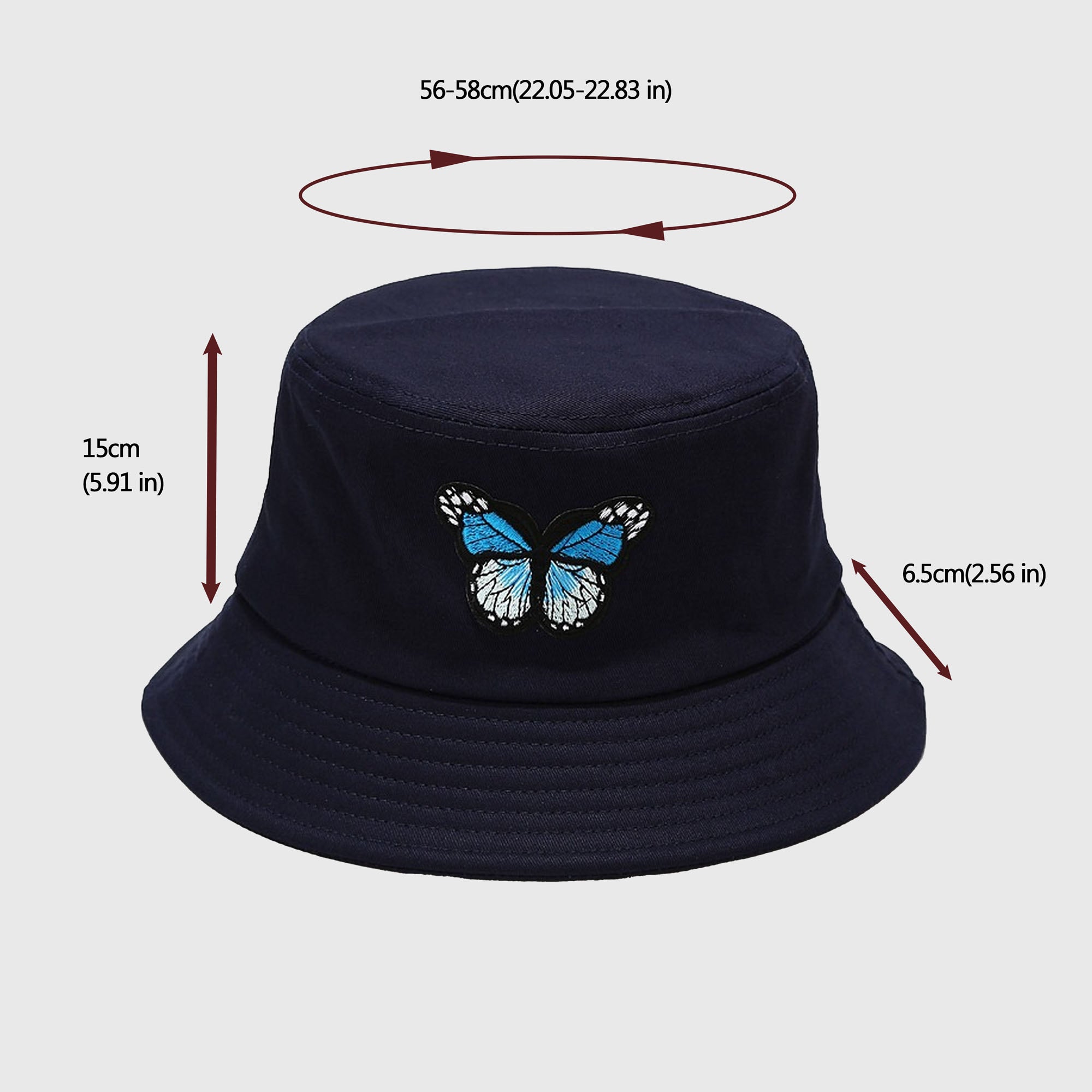 Anna-Kaci Women's Bucket Hat with Butterfly Embroidery