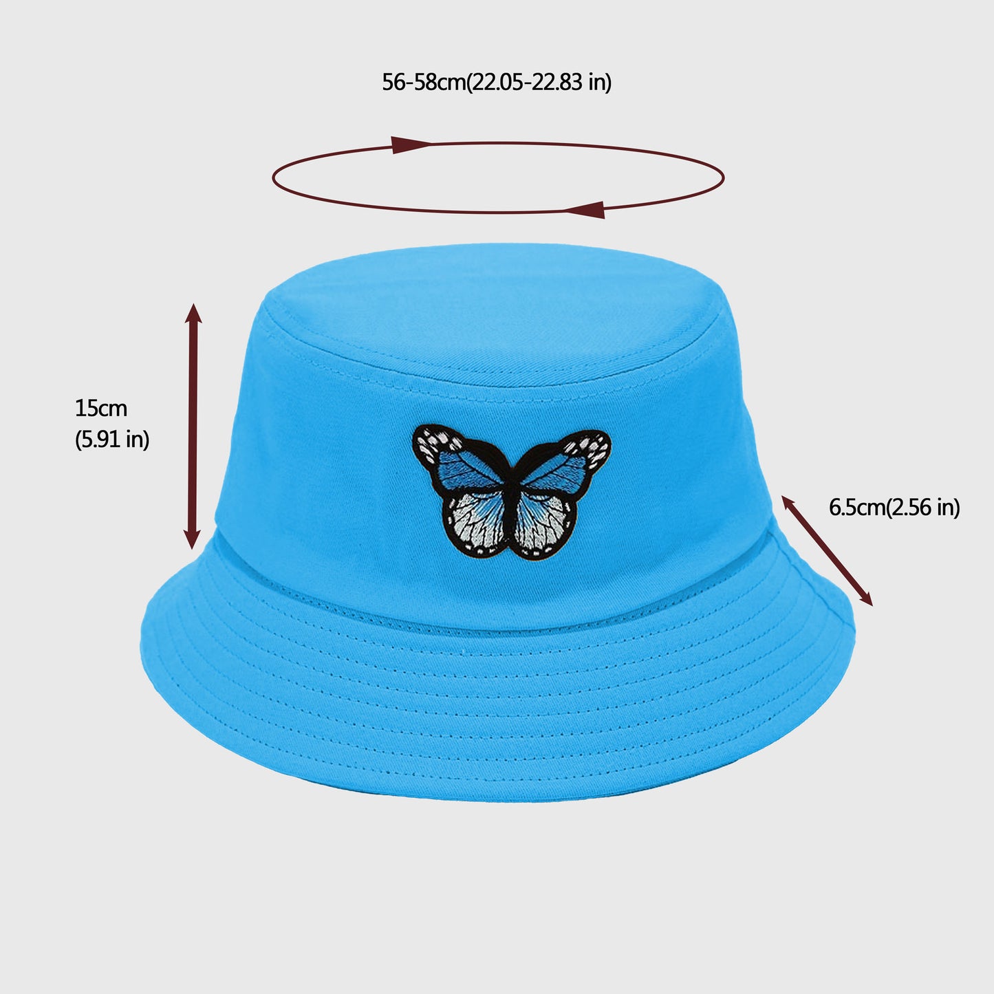 Anna-Kaci Women's Bucket Hat with Butterfly Embroidery