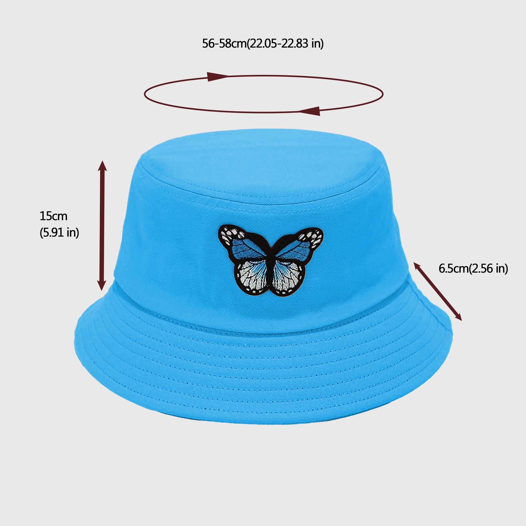 Anna-Kaci Women's Bucket Hat with Butterfly Embroidery