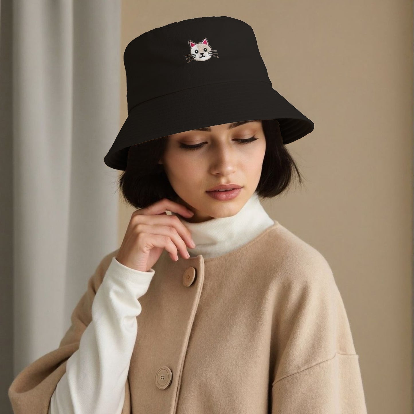 Anna-Kaci Women's Cute & Stylish Bucket Hat with Cat Embroidery