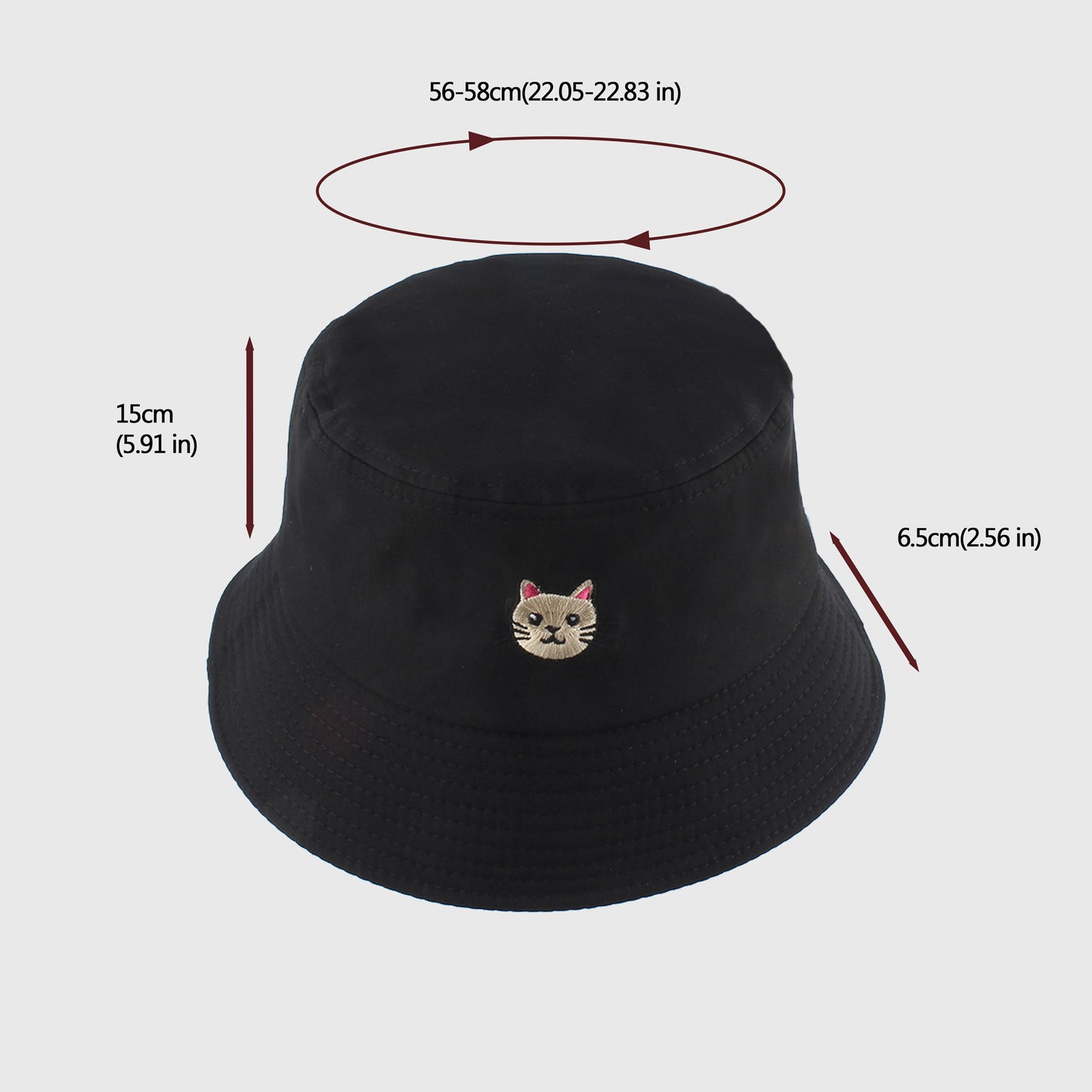 Anna-Kaci Women's Cute & Stylish Bucket Hat with Cat Embroidery
