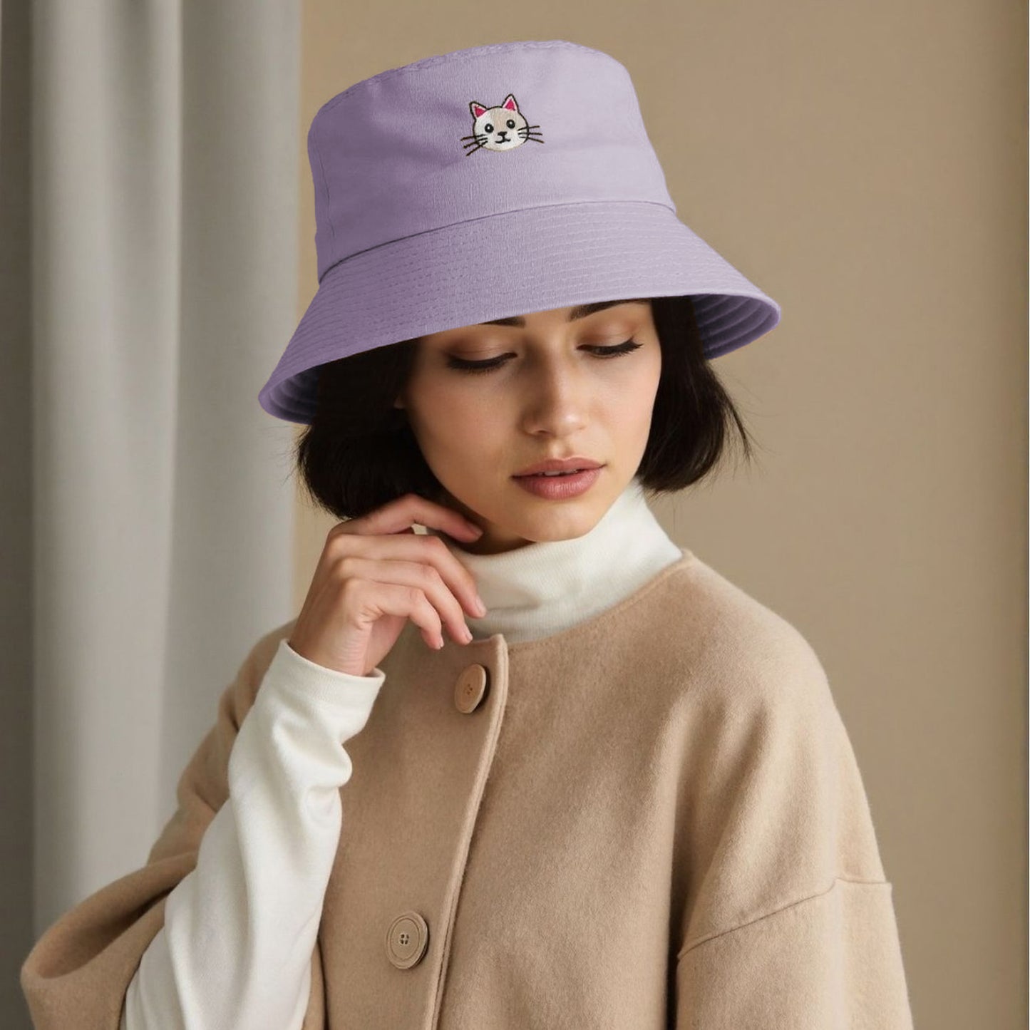 Anna-Kaci Women's Cute & Stylish Bucket Hat with Cat Embroidery