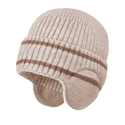 Anna-Kaci Women's Striped Knit Beanie with Ear Flaps - Winter Warm Hat