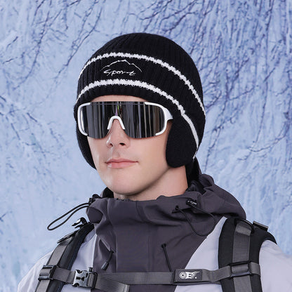 Anna-Kaci Women's Striped Knit Beanie with Ear Flaps - Winter Warm Hat