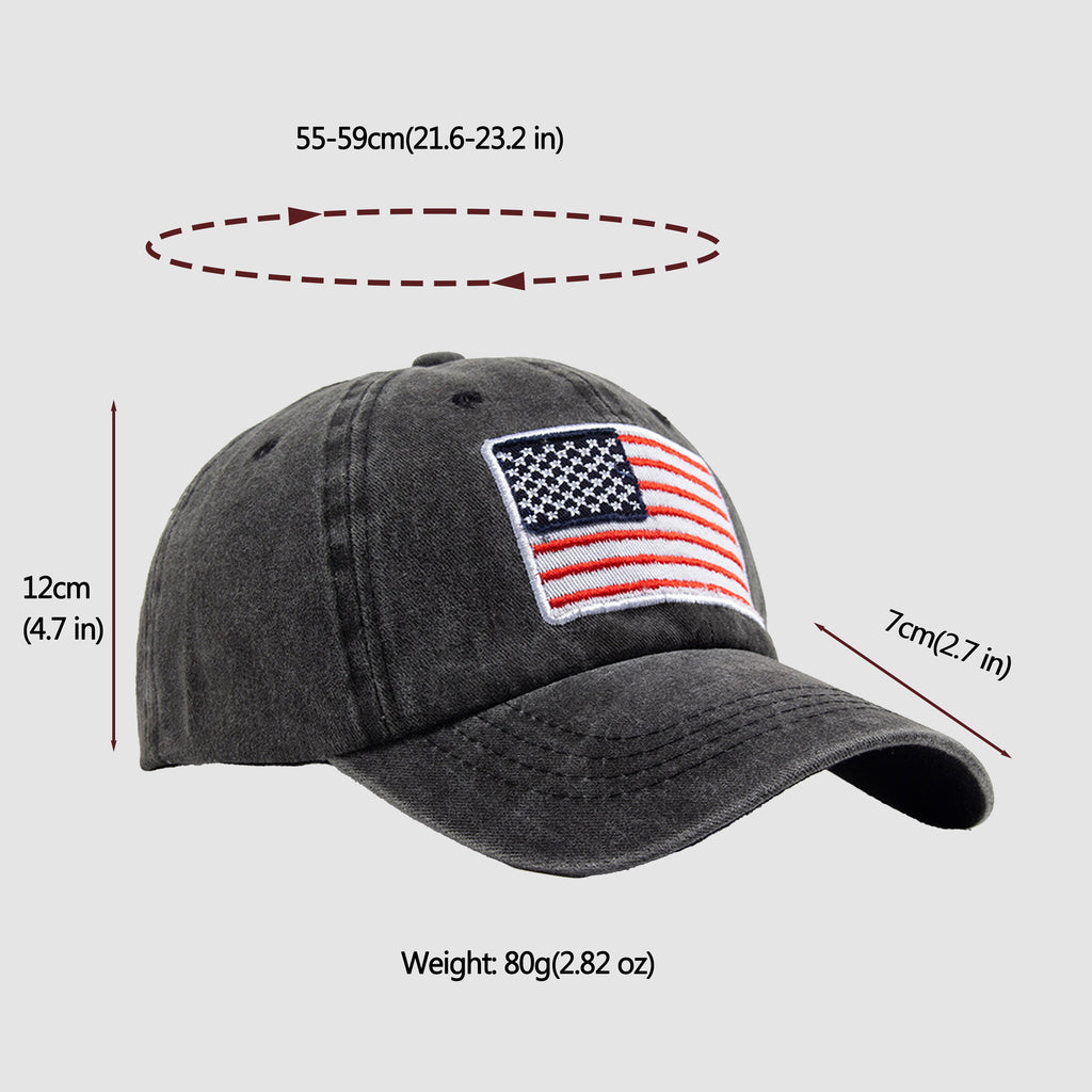 Anna-Kaci Unisex Vintage Baseball Cap with USA Flag Patch