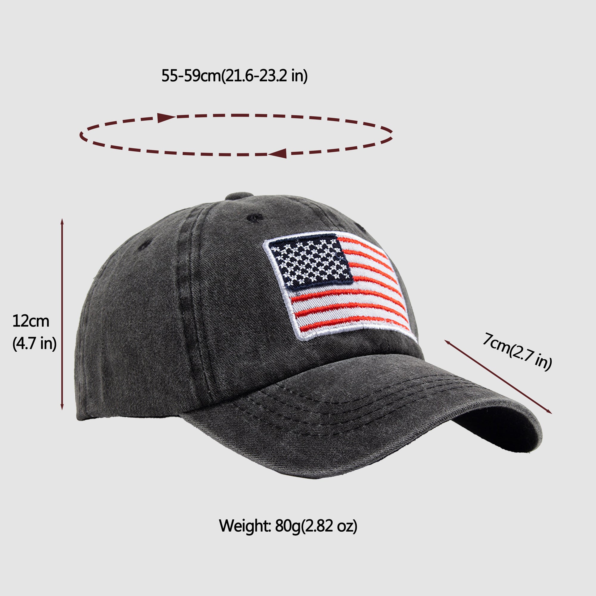 Anna-Kaci Unisex Vintage Baseball Cap with USA Flag Patch