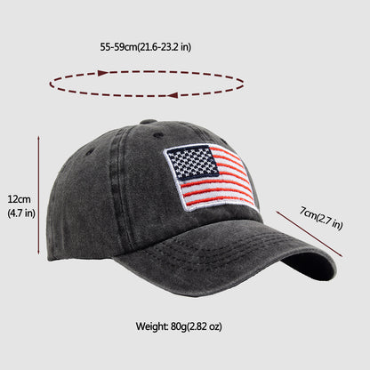 Anna-Kaci Unisex Vintage Baseball Cap with USA Flag Patch
