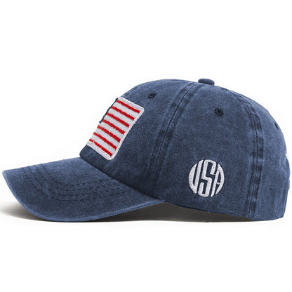 Anna-Kaci Unisex Vintage Baseball Cap with USA Flag Patch