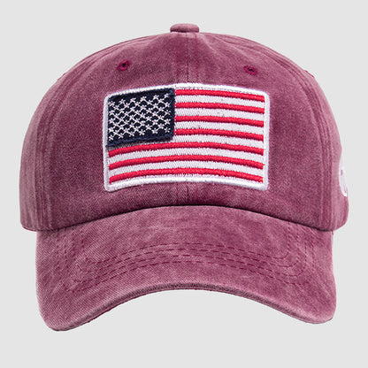 Anna-Kaci Unisex Vintage Baseball Cap with USA Flag Patch