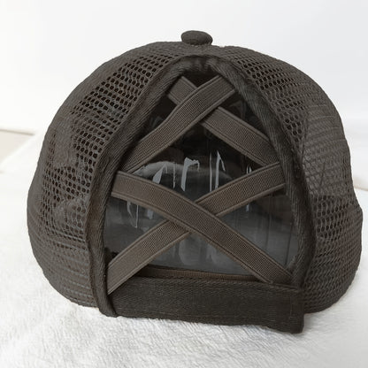 Anna-Kaci Women's Distressed Trucker Hat with White Heart Patch