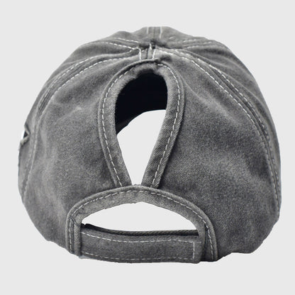 Anna-Kaci Women's Distressed Baseball Cap with Glitter Star Patches