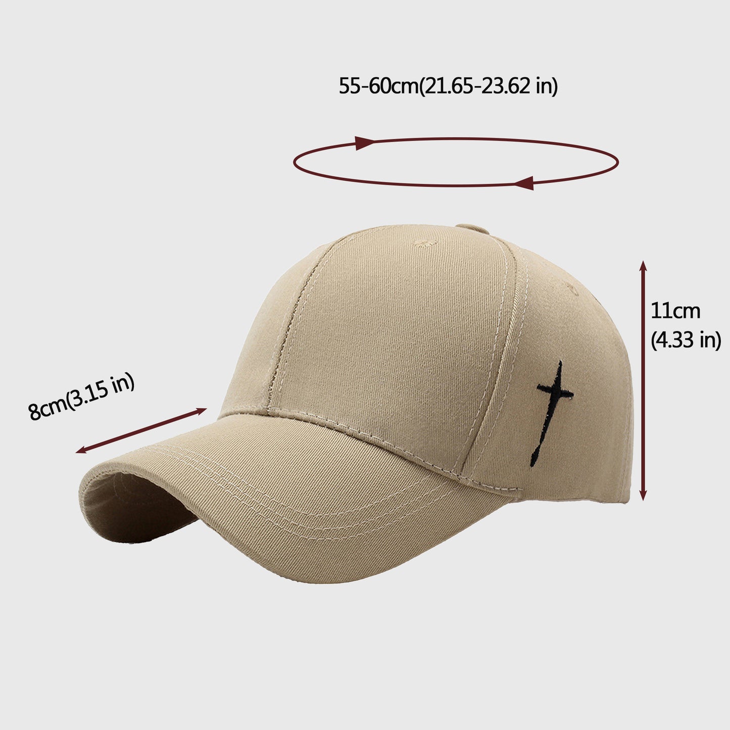 Anna-Kaci Unisex Baseball Cap with Cross Embroidery