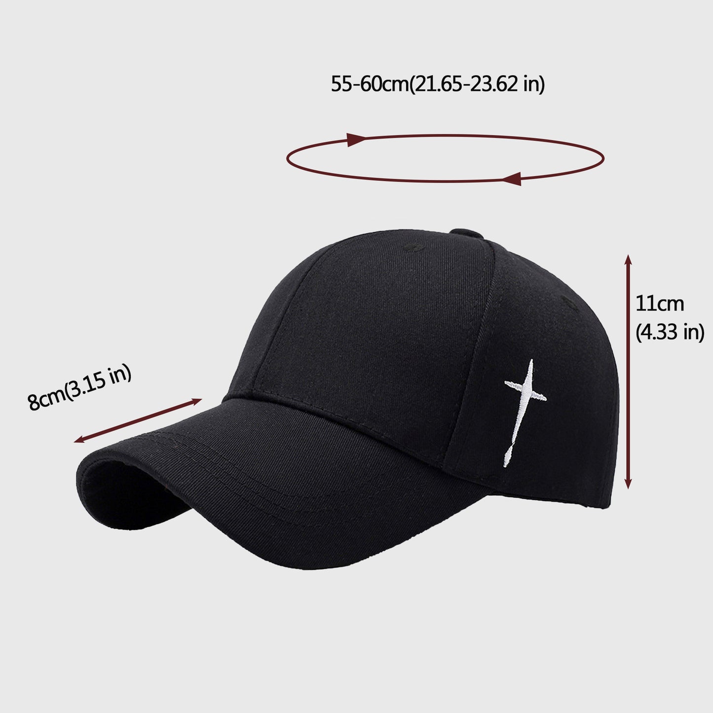 Anna-Kaci Unisex Baseball Cap with Cross Embroidery