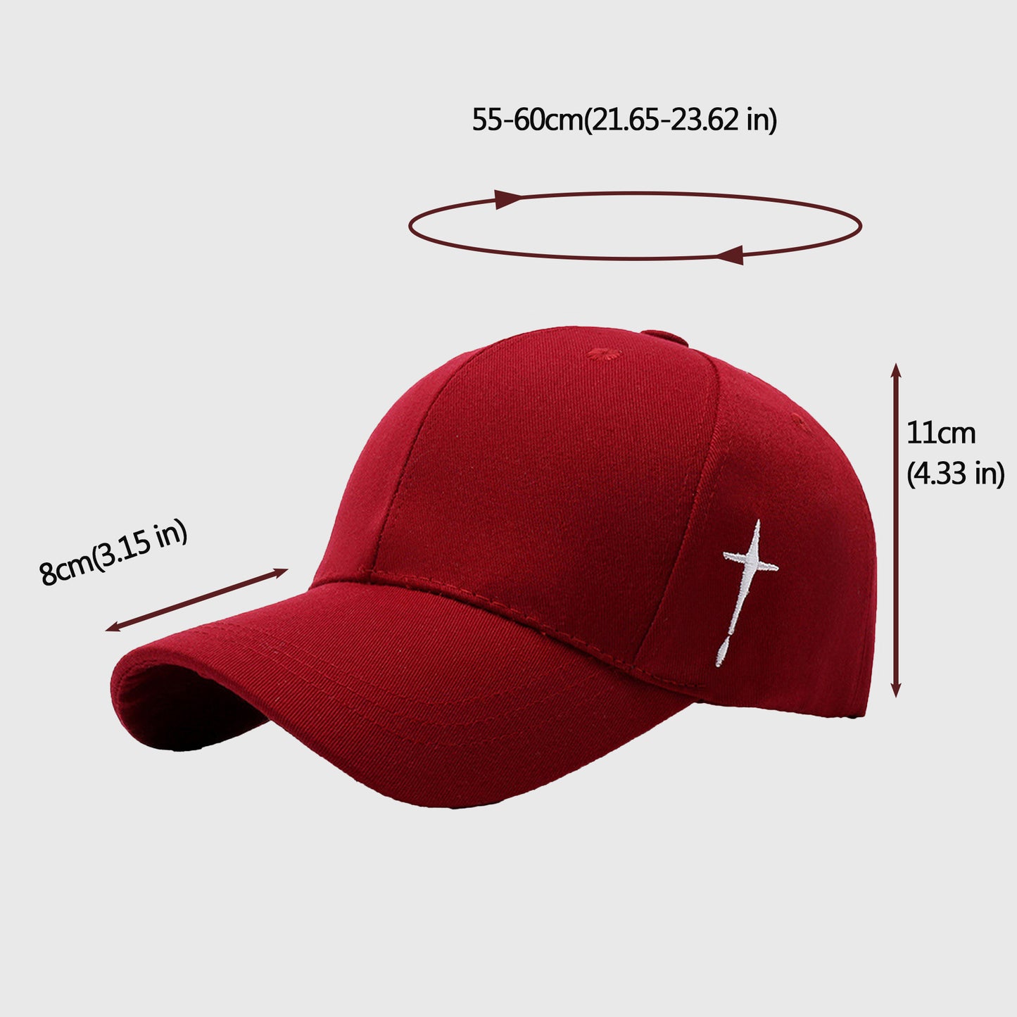 Anna-Kaci Unisex Baseball Cap with Cross Embroidery