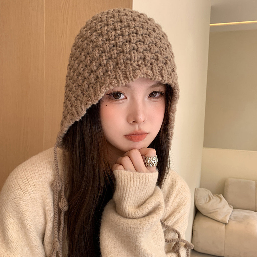 Anna-Kaci Women's Crochet Beanie with Tassel Details