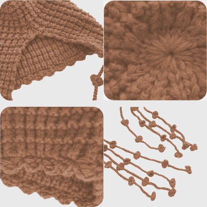 Anna-Kaci Women's Crochet Beanie with Tassel Details