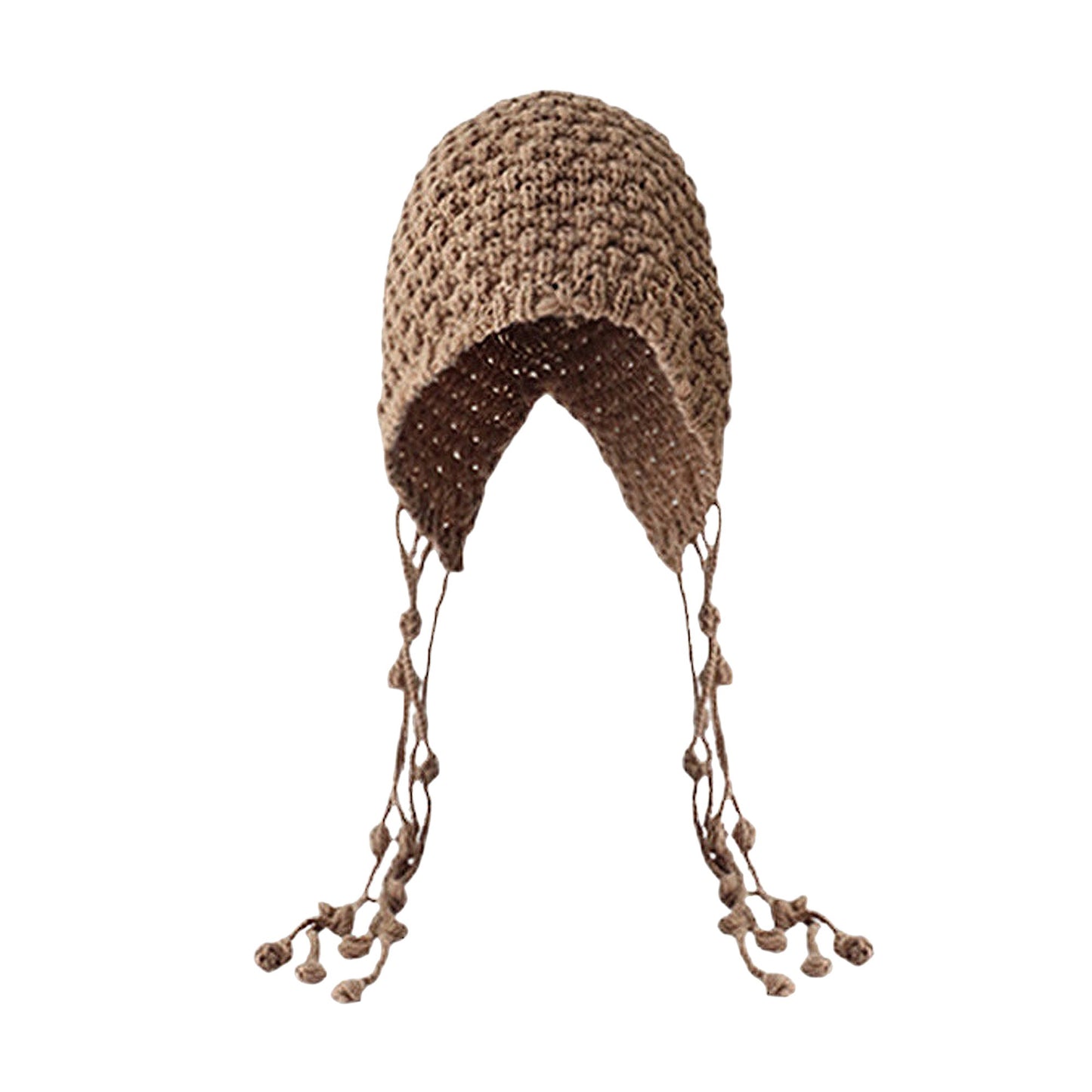 Anna-Kaci Women's Crochet Beanie with Tassel Details