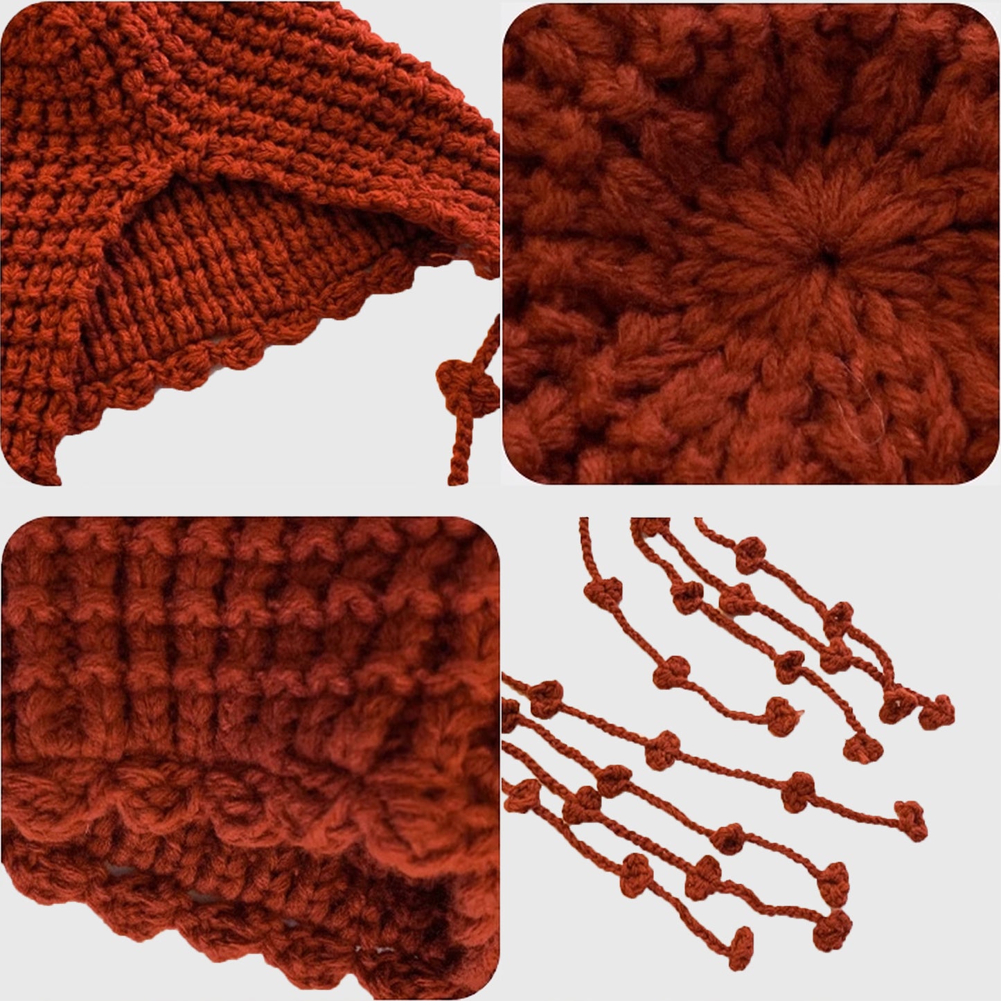 Anna-Kaci Women's Crochet Beanie with Tassel Details