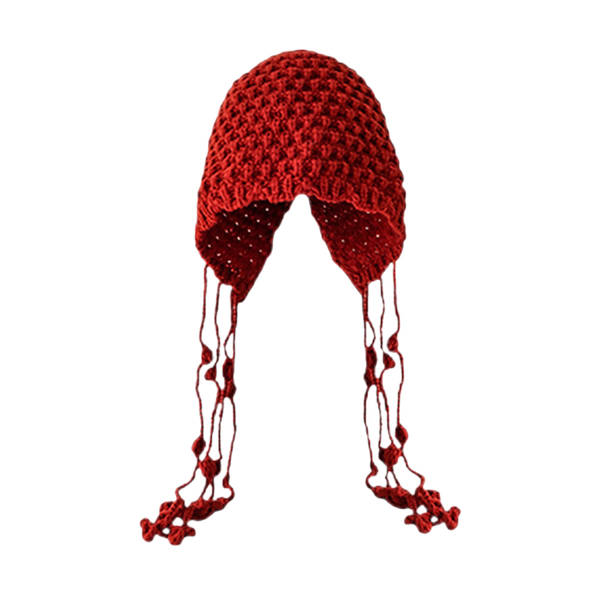 Anna-Kaci Women's Crochet Beanie with Tassel Details