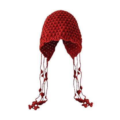 Anna-Kaci Women's Crochet Beanie with Tassel Details